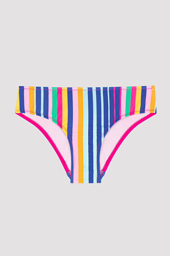 Teenagers Colorful Stripe Halter Bikini Set - 3