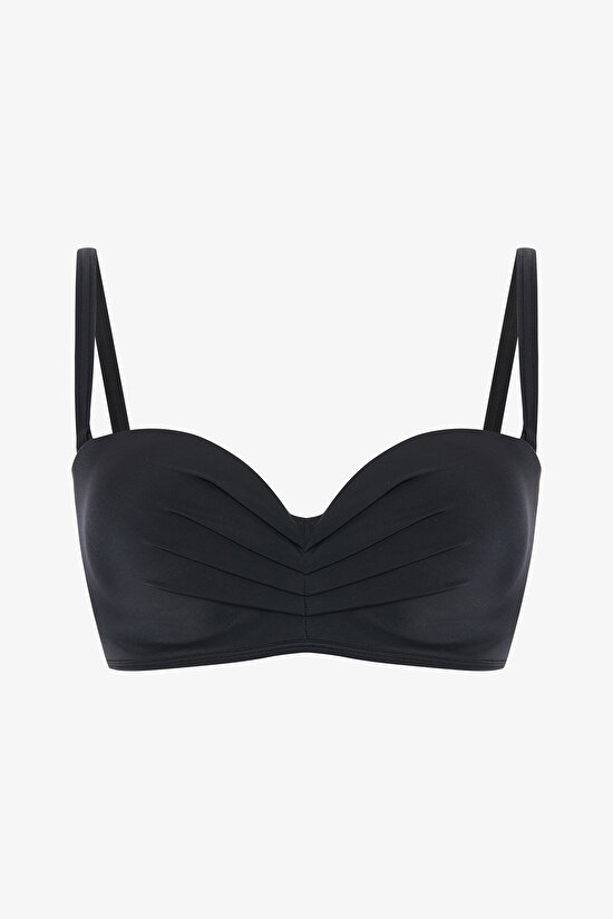 Siyah Lotus Çizgili Toparlayıcı Balenli Balconette Bikini Üstü - 6