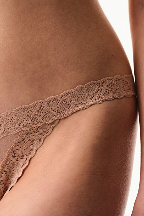 Bej Comfy Pamuklu Tanga Külot - 3