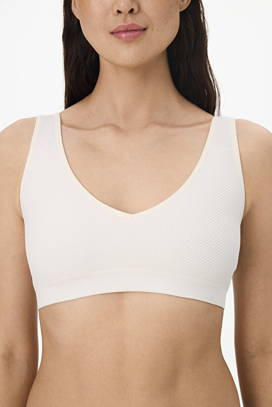 Ekru Çıkarılabilir Pedli Dikişsiz Bralet - 2