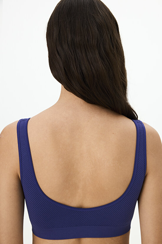 Lacivert Çıkarılabilir Pedli Dikişsiz Bralet - 3