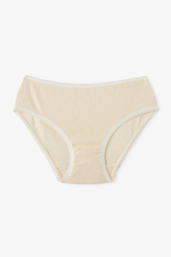 Ekru Kız Çocuk Ditsy 3'lü Slip Külot - 2