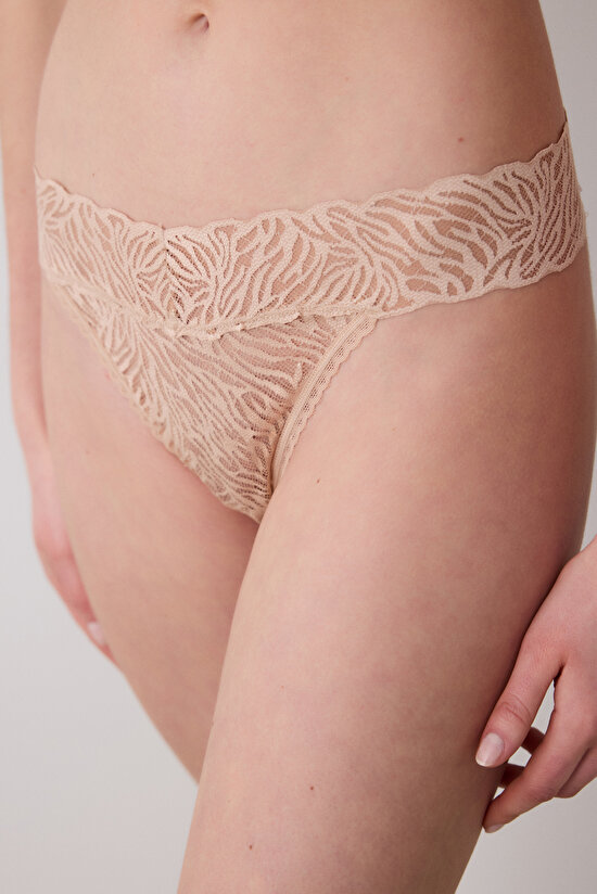 Lacy Elegance Bej Brazilian Külot - 1