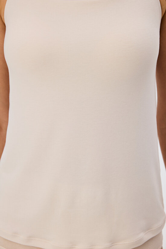 Ceramic Beige Invisible Thin Strap Tank Top - 2