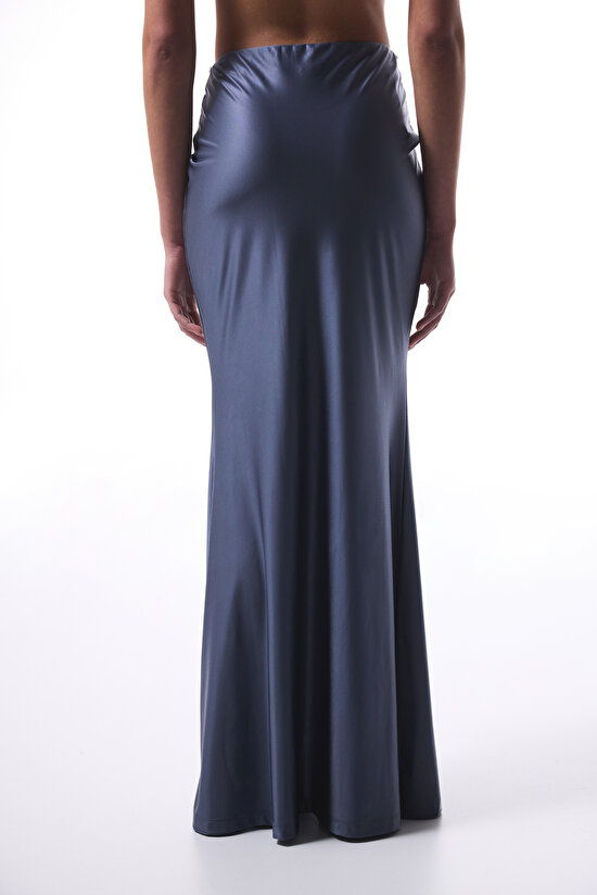 Seashell Dark Shirred Grey Skirt - Gamze Erçel Collection Seashell Dark Shirred Grey Skirt - Gamze Erçel Collection - 3