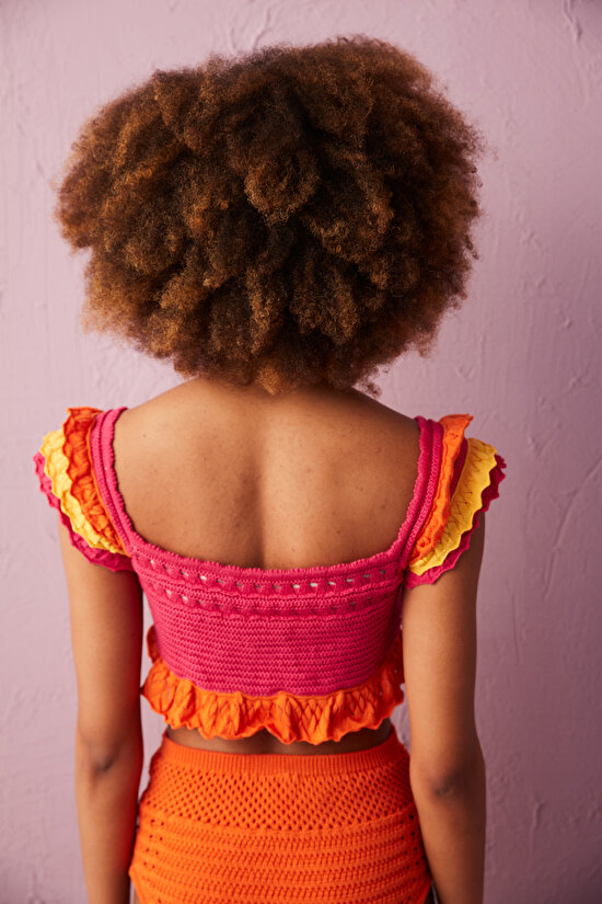 Çok Renkli Pia Crop Triko Bikini Üstü - 4