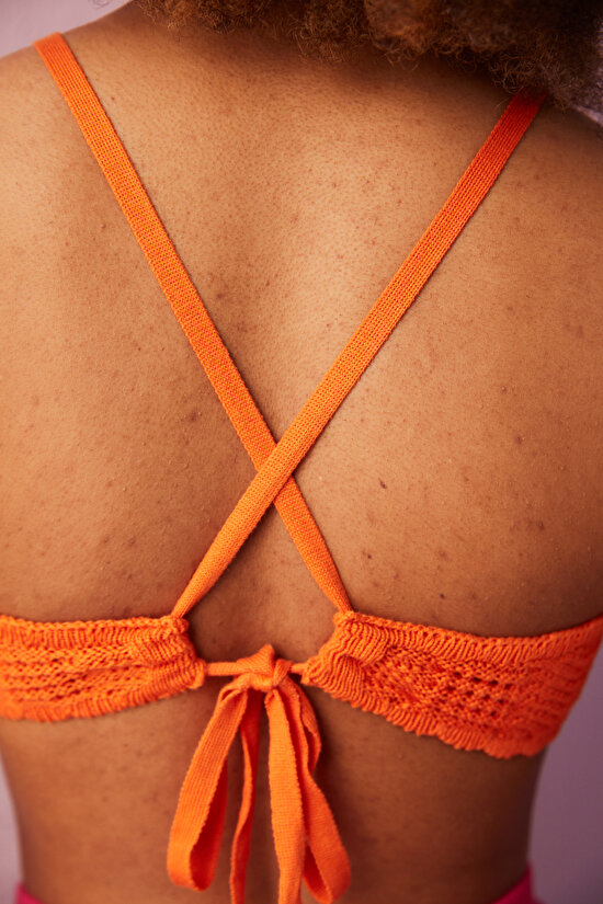 Çok Renkli Pia Halter Yaka Triko Bikini Üstü - 3