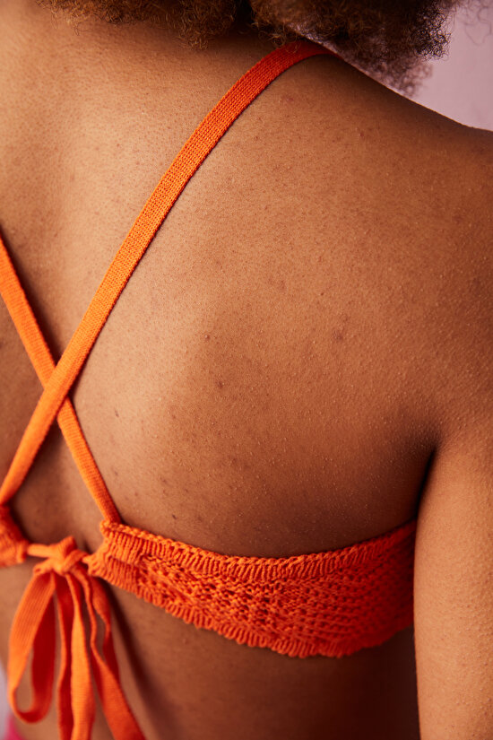 Çok Renkli Pia Halter Yaka Triko Bikini Üstü - 4