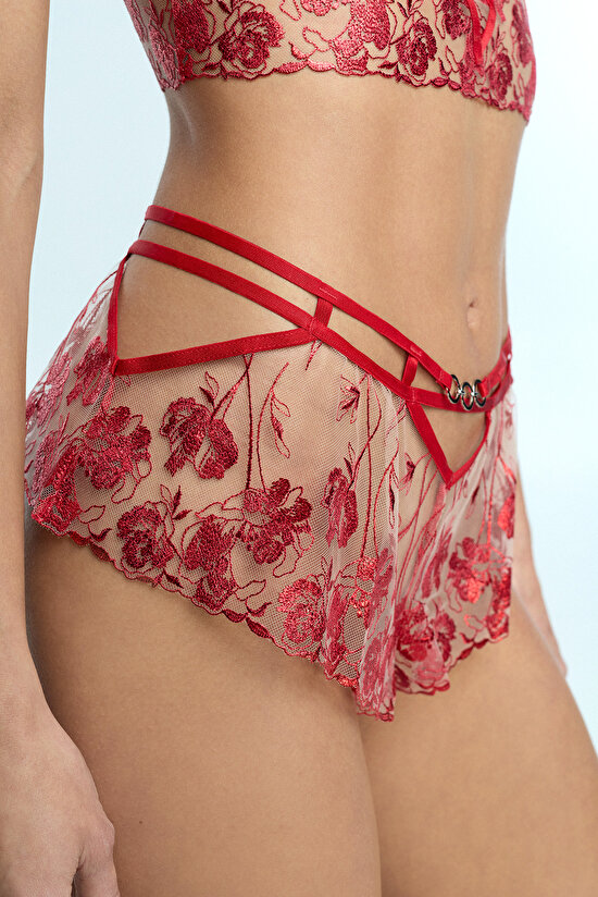 Shiny Red Rhea Shorts - 3