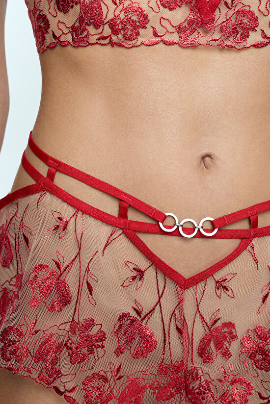 Shiny Red Rhea Shorts - 4