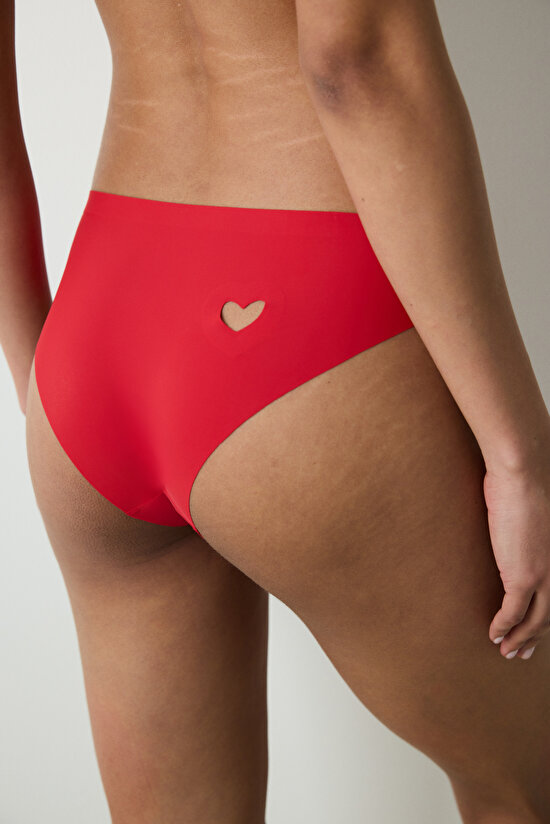 Invisible Lazer Kesim Heart Kırmızı Slip Külot - 3