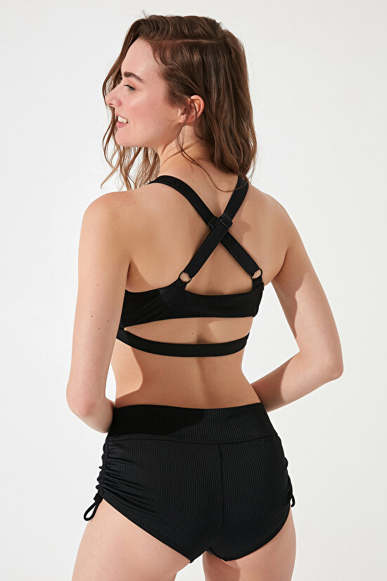 Siyah Hola Halter Bikini Üstü - 4