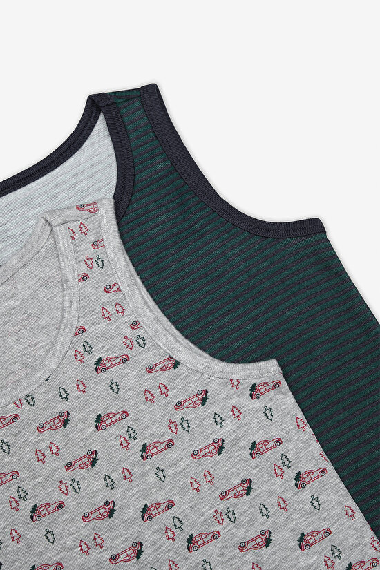 Boys Floral Patterned Drive To Nature Thick Strap 2-Pack Undershirt - 4