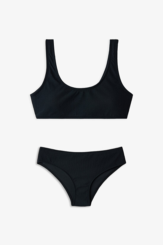 Siyah Genç Kız Black Halter Bikini Takımı - 1