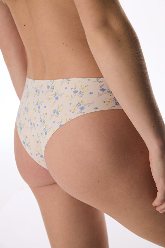 Beige Patterned Laser Cut Brazilian - 2