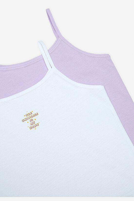 Kız Çocuk Universe Pamuklu 2li Çok Renkli Atlet - 4