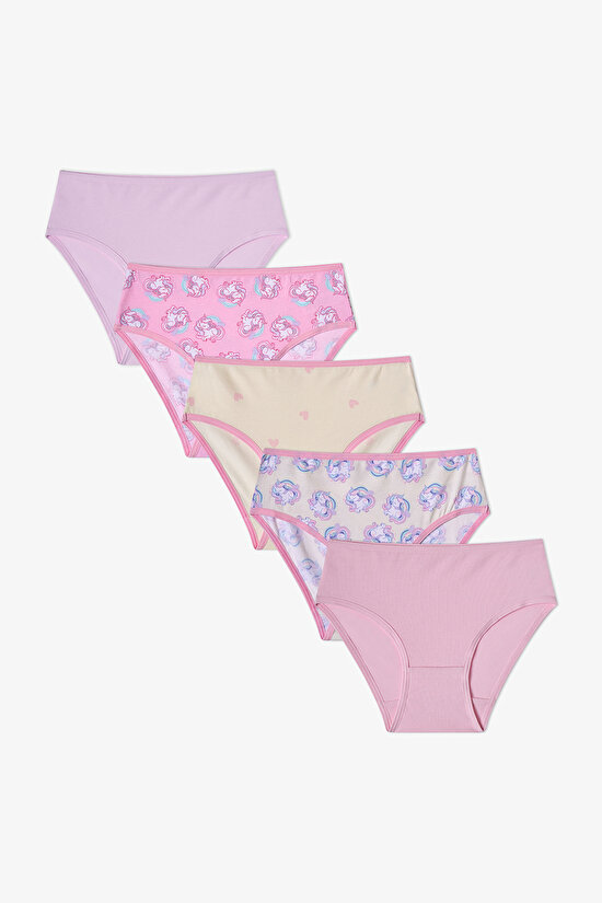 Kız Çocuk Pembe Unilove Unicorn Desenli 5'li Slip Külot - 1