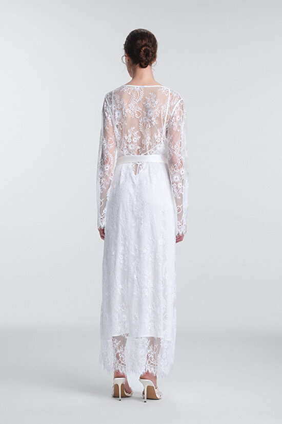 Off-White Pirra Bridal Lace Dressing Gown Off-White Pirra Bridal Lace Dressing Gown - 4