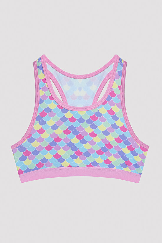 Girls Colorful Mermaid Detailed 2in1 Sports Top - 2