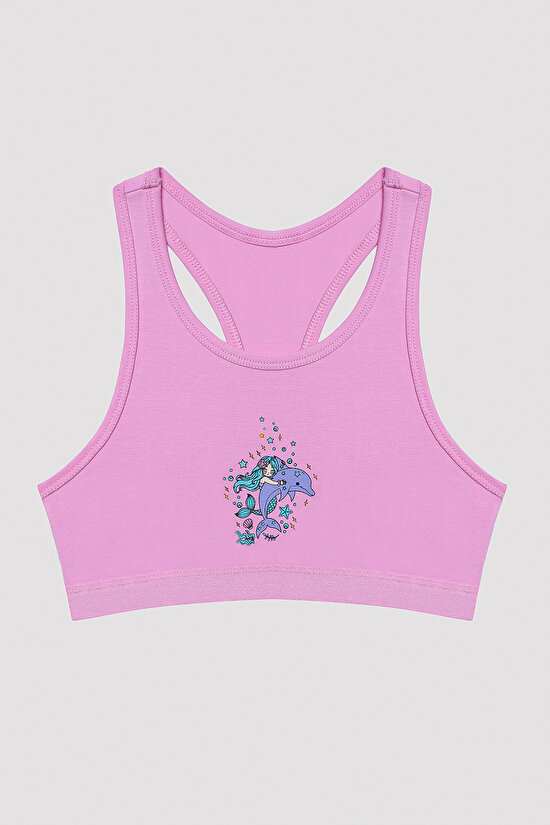 Girls Colorful Mermaid Detailed 2in1 Sports Top - 3