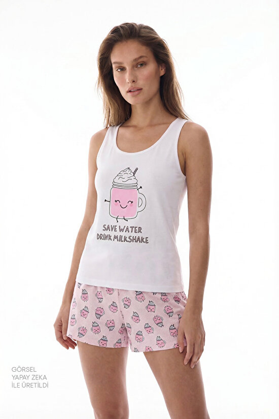 Light Pink Milkshake Shorts Pajama Set - 4