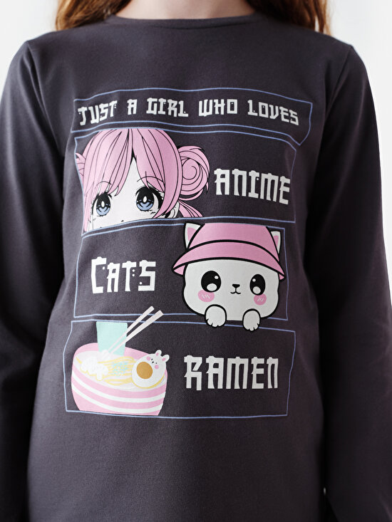 Kız Çocuk Anime Antrasit Pijama Takımı - 2