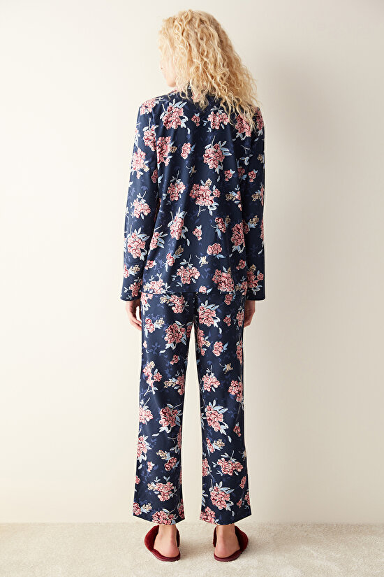 Çok Renkli Flowers Pantolon Pijama Takımı - 4