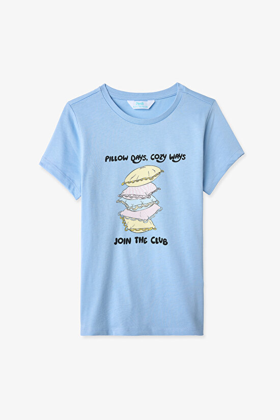 Mavi Kız Çocuk Pillow Pamuklu Pijama Takımı - 4