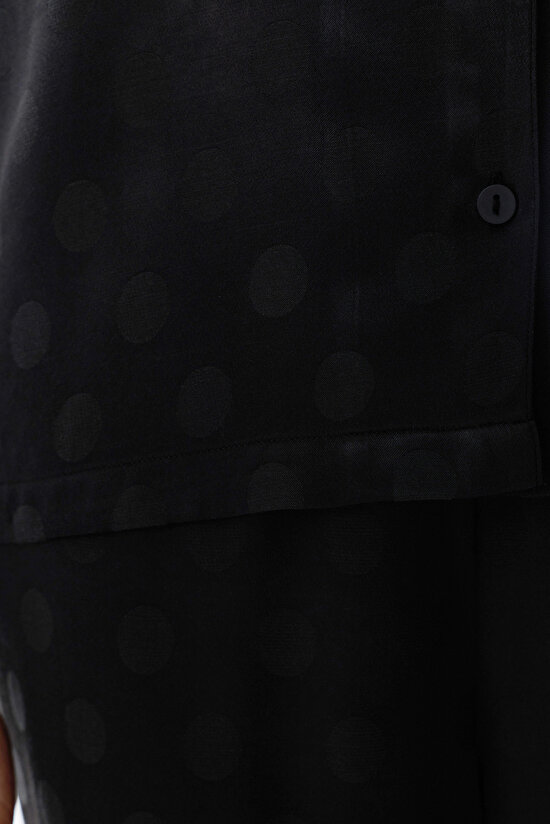 Siyah Lilah Saten Gömlek Pantolon Pijama Takımı - 2