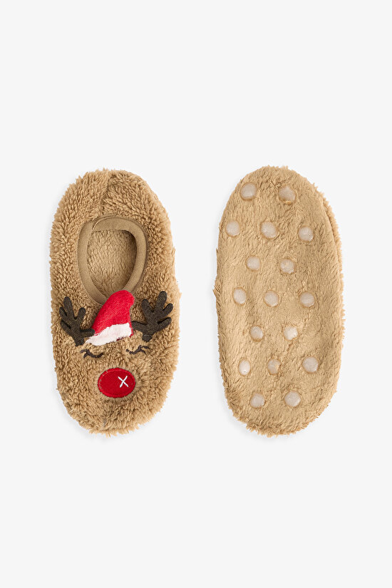 Light Brown Unisex Children's Deer Non-Slip Sole Home Slippers - 2