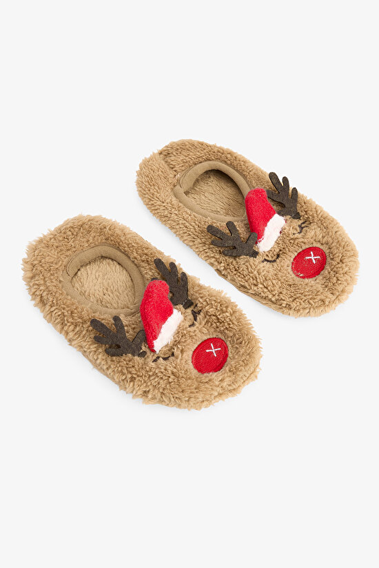 Light Brown Unisex Children's Deer Non-Slip Sole Home Slippers - 3