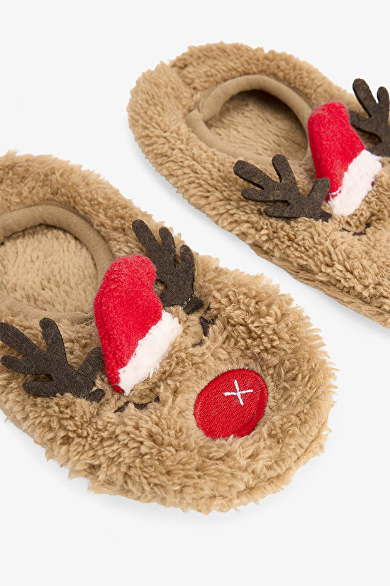 Light Brown Unisex Children's Deer Non-Slip Sole Home Slippers - 4