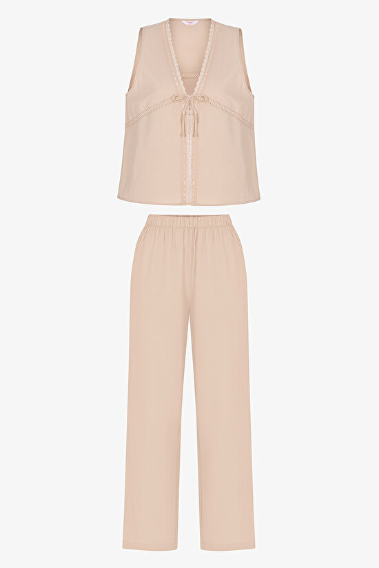 Beige Belle Pants Pajama Set - 1
