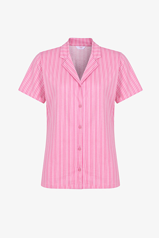 Pinkish Stripes Shirt Short PJ Set - 2