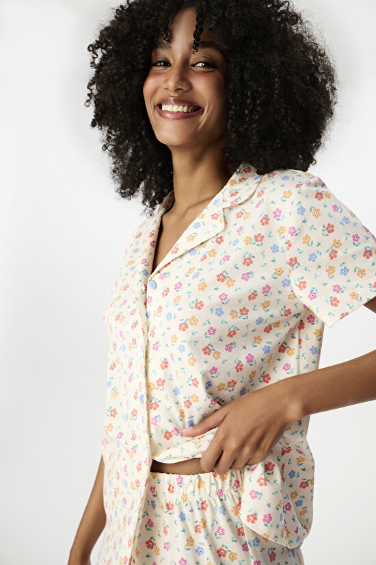 Colorful Floral Whisper Shirt & Shorts Pajama Set - 3