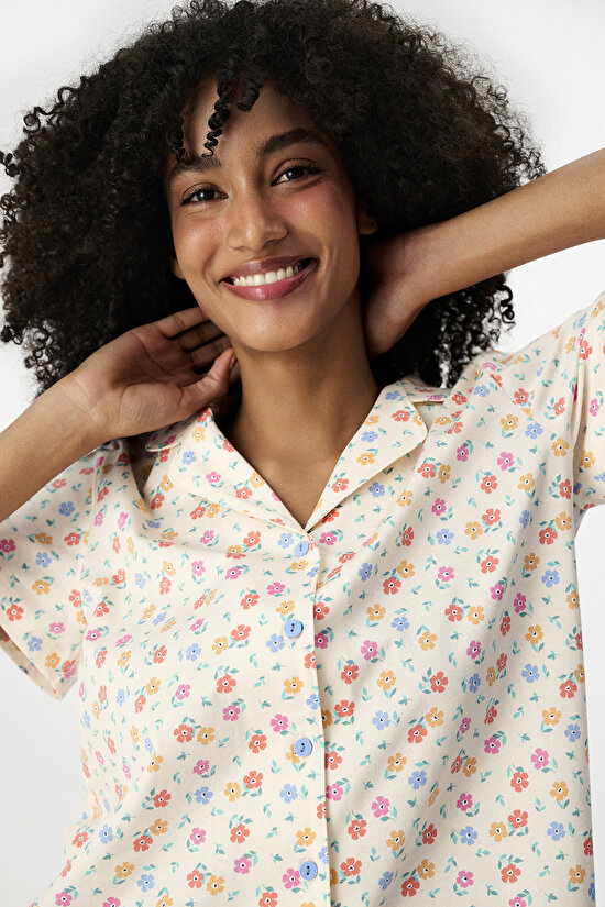 Colorful Floral Whisper Shirt & Shorts Pajama Set - 5