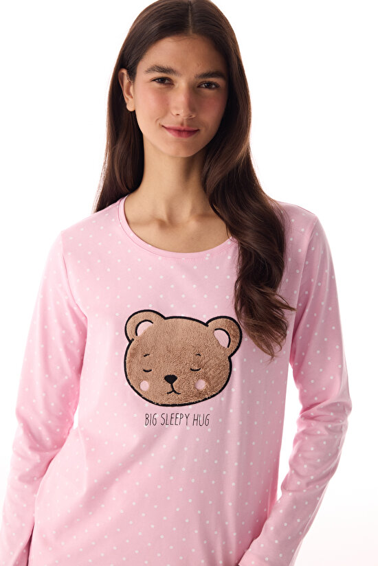 Pembe Sleepy Hug Pantolon Pijama Takımı - 2