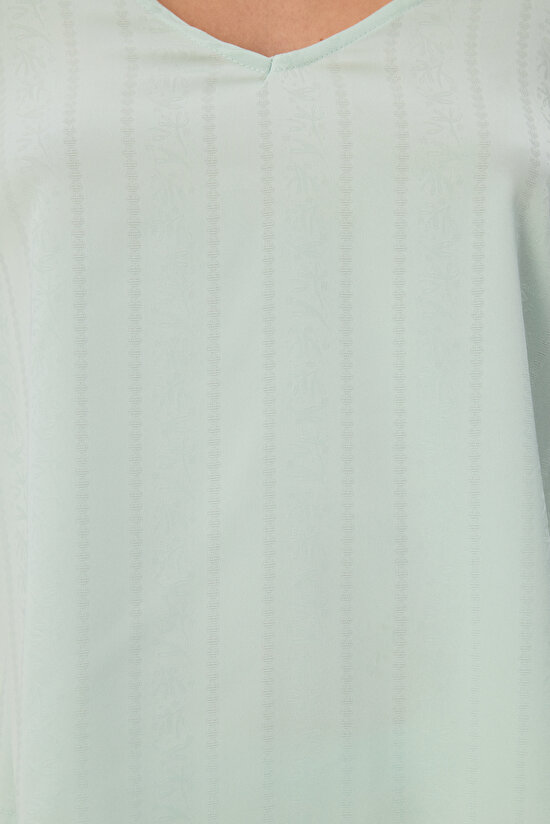 Mint Aurora Saten Çiçekli Atlet Pijama Üstü - 3