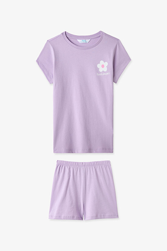 Lila Kız Çocuk Floral Whispers 2'li Pijama Takımı - 2