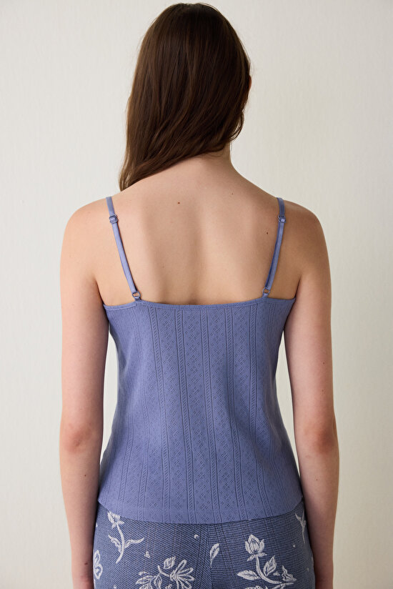 İndigo Hailee Çiçekli Dantelli Pointel Pamuklu Ajurlu Pijama Üstü - 4