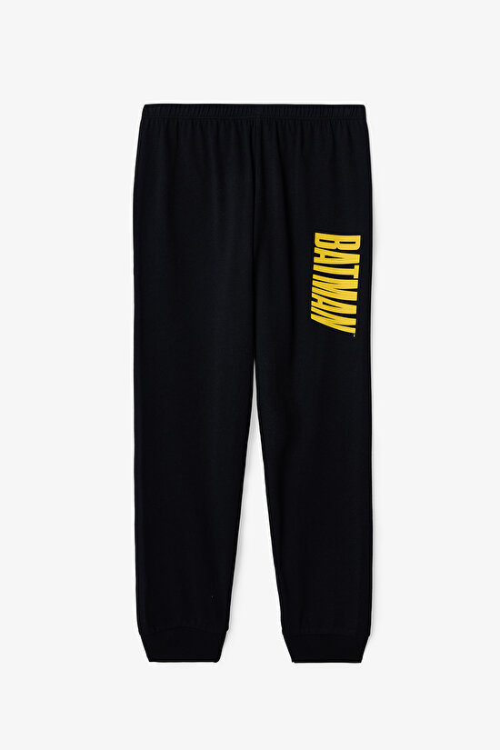 Black Boys Batman Cartoon Patterned Cotton Long Sleeve Pajama Set - 3