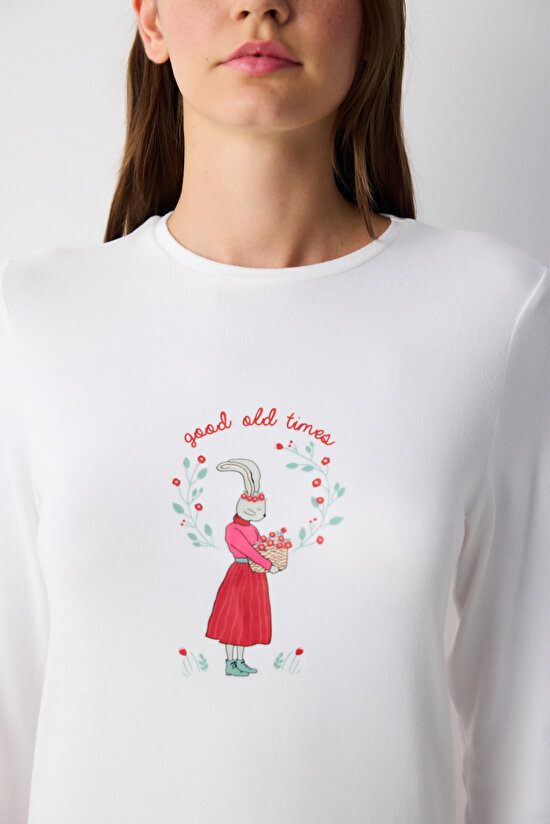 Bloom White  Tshirt PJ Top - 4