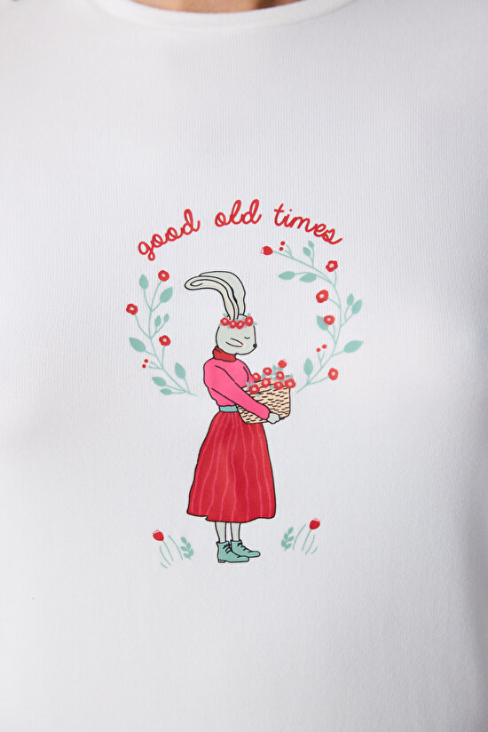 Bloom White  Tshirt PJ Top - 5