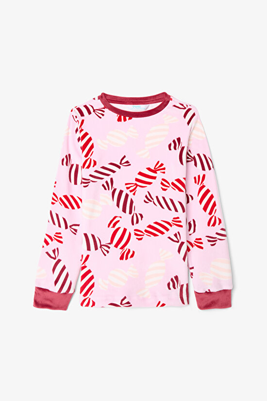 Pink Girl Candy New Year Patterned Soft Texture Pajama Set - 6