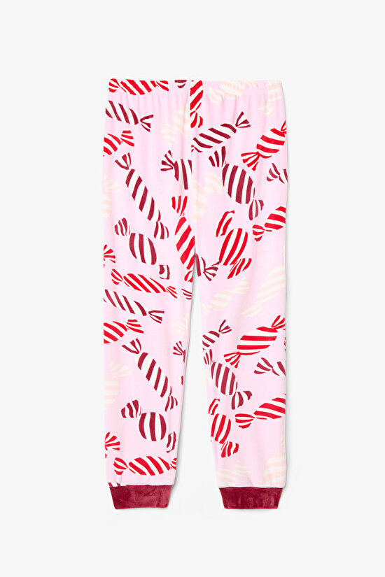 Pink Girl Candy New Year Patterned Soft Texture Pajama Set - 7