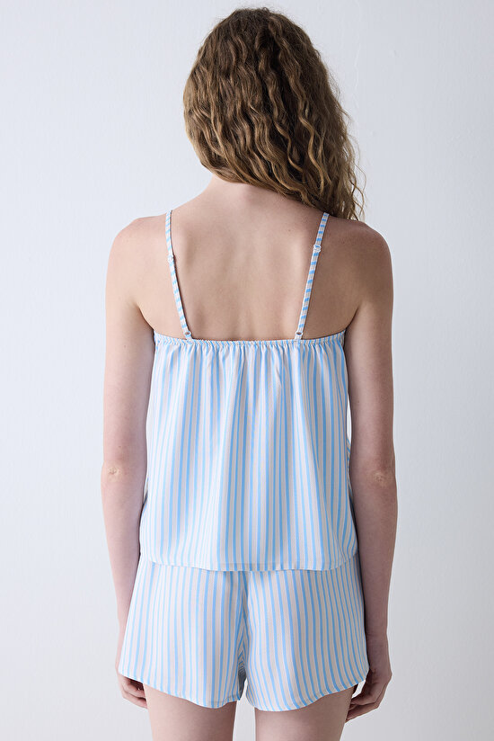 Alice Çizgili Mavi Şort - 5