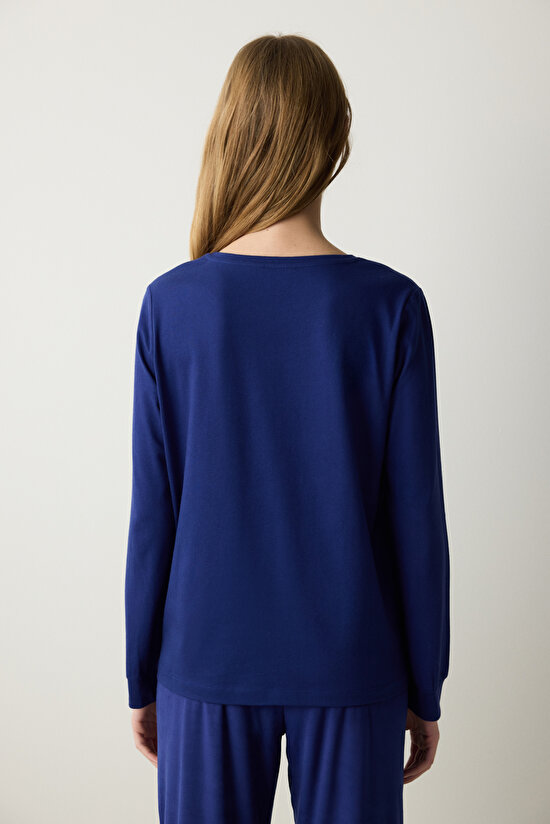 Winter Day Navy Blue Sweatshirt PJ Top - 4