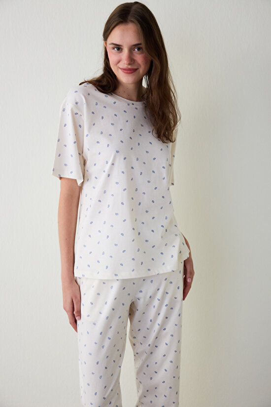 Gardenya Hailee Çiçekli Bisiklet Yaka Kısa Kollu Pijama Takımı - 1