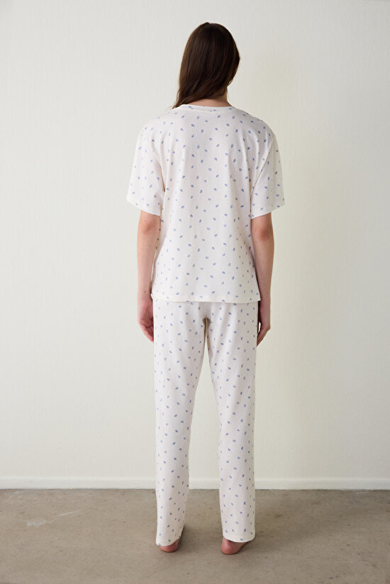 Gardenya Hailee Çiçekli Pamuklu  Bisiklet Yaka Kısa Kollu Pijama Takımı - 3