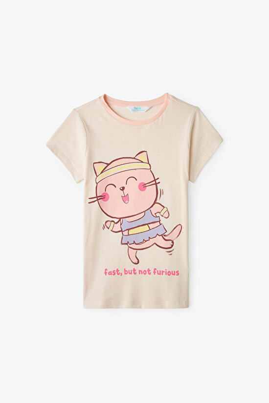 Ekru Kız Çocuk Fast Cat 2'li Pijama Takımı - 3
